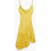 Desigual , Vestido lencero asimétrico, Viscosa, Amarillo, M