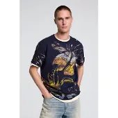 Desigual , Camiseta estampado orgánico, Hombre, Algodon, Azul, XS