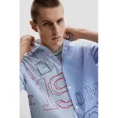 Desigual , Camisa bordado, Algodon, Azul, L