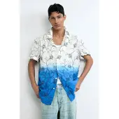 Desigual , Camisa bordada degradados, Hombre, Algodon, Blanco, L
