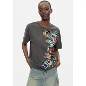 Desigual , Camiseta Tigre 100% Algodón, Mujer, Algodon, Negro, XS