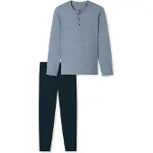 Schiesser Pijama largo 'Essentials' azul noche / azul paloma