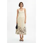 Desigual , Vestido midi evasé flores, Blanco, XS