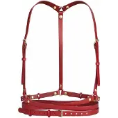 Haute Cuir Cinturón 'Slim Double Belt Harness' rojo