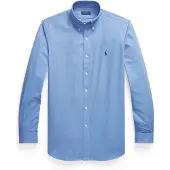 Ralph Lauren para hombre. 710928255003 Camisa de popelina elástica Custom Fit azul (M), Casual, Algodón, Clásico, Manga larga, Polo Ral