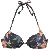 LASCANA Top de bikini 'Malia' azul oscuro / antracita / verde claro / naranja