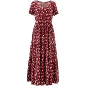 Bonprix Vestido burdeos / blanco moteado