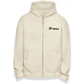 Dropsize Sudadera con cremallera 'Dream Without Fear' beige / negro moteado