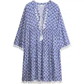 Bonprix Vestido camisero azul / blanco