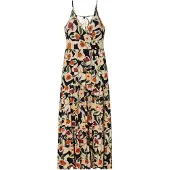 Bonprix Vestido de verano beige / verde / naranja / negro