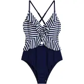 Bonprix Traje de baño azul noche / blanco