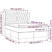 vidaXL Cama con somier y colchón azul , 140x190 cm, tapizada en tela