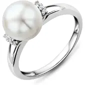 Diamant L'Eternel Anillo 'Ring aus 375 Weißgold mit Perle' plata