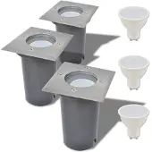 vidaXL Juego de 3 focos empotrables LED para exteriores, cuadrados
