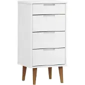 vidaXL Armario con cajones MOLDE, blanco, 40x35x82 cm, madera maciza de pino