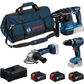 Bosch Kit 0615A500AH (GSB 18V-65 + GBH 18V-22 + GWS 18V-11 + 3 x 5,0 Ah + GAL 12V/18V-80 + Bolsa)
