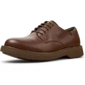 Camper para hombre. K100998-009 Zapatos de piel de cordones Norman marrón (43), Plano, Casual, outlet 2026.