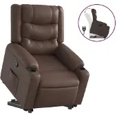 Syfax Sillón reclinable elevable cuero sintético marrón