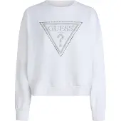 GUESS para mujer. W6YQ14K4352 Sudadera Triángulo Glitter Blanco (XS), Casual, Algodón, Manga larga, outlet 2026.