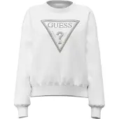 GUESS para mujer. W6YQ14K4352 Sudadera Triángulo Glitter Blanco (M), Casual, Algodón, Manga larga, outlet 2026.