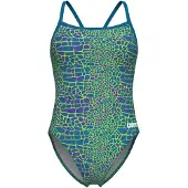 Arena Traje de baño 'SNAKESKIN CHALLENGE BACK' azul / verde hierba / lila