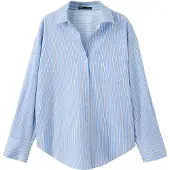 Mango Blusa 'FONTANA' azul claro / marrón / blanco