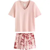 Next Pijama de pantalón corto rosa / rosa oscuro