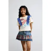 Desigual , Camiseta estampada volantes, NiñOs, Algodon, Blanco, 5/6