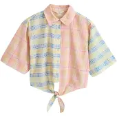 Next Blusa azul claro / amarillo pastel / rosa