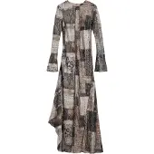 Desigual , Vestido fluido animal print, Poliester, MarróN, S