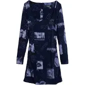 Desigual , Vestido postales escote cuadrado, Viscosa, Azul, M