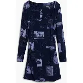Desigual , Vestido postales escote cuadrado, Viscosa, Azul, XS