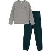 We fashion Pijama gris moteado / verde oscuro