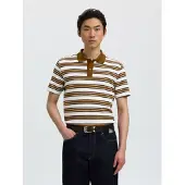 Selected Camiseta 'SLMJASPER' caramelo / marrón oscuro / blanco
