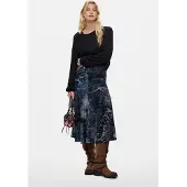Desigual , Vestido 2 en 1 flocado, Mujer, Azul, XS