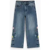 Desigual Vaquero 'Flower' azul denim / limón / petróleo / rosa