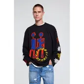 Desigual , Camiseta Manga Larga Estampada, Hombre, Algodon, Negro, XS