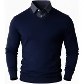 PANTONECLO Jersey 'Men’s Mock Sweater' navy