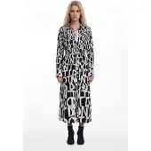 Desigual , Vestido midi lettering, Viscosa, Negro, L