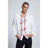 Desigual , Camisa Bordada, Hombre, Algodon, Blanco, XL