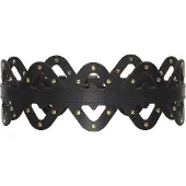 Haute Cuir Cinturón 'Rivetted Diamond Cutout Belt' negro