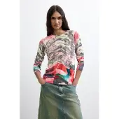 Desigual , Jersey Estampado Fino, Mujer, Rojo, L