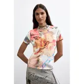 Desigual Camiseta azul oscuro / mandarina / salmón / blanco
