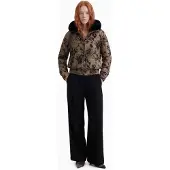 Desigual , Abrigo Acolchado Corto flocado, Mujer, Poliester, Negro, S