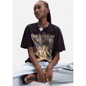 Desigual , Camiseta Estampada, Mujer, Algodon, Negro, XL