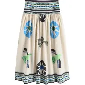 Next Falda crema / azul / verde neón / negro