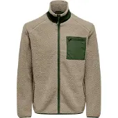 Only & Sons Chaqueta polar 'ONSDallas' beige oscuro / verde oscuro