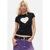 Desigual , Camiseta Punto Estampada, Mujer, Algodon, Negro, L