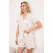 Trendyol Pijama de pantalón corto amarillo / verde / rojo / blanco