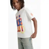 Desigual , Camiseta Estampada Robots, NiñOs, Algodon, Blanco, 3/4